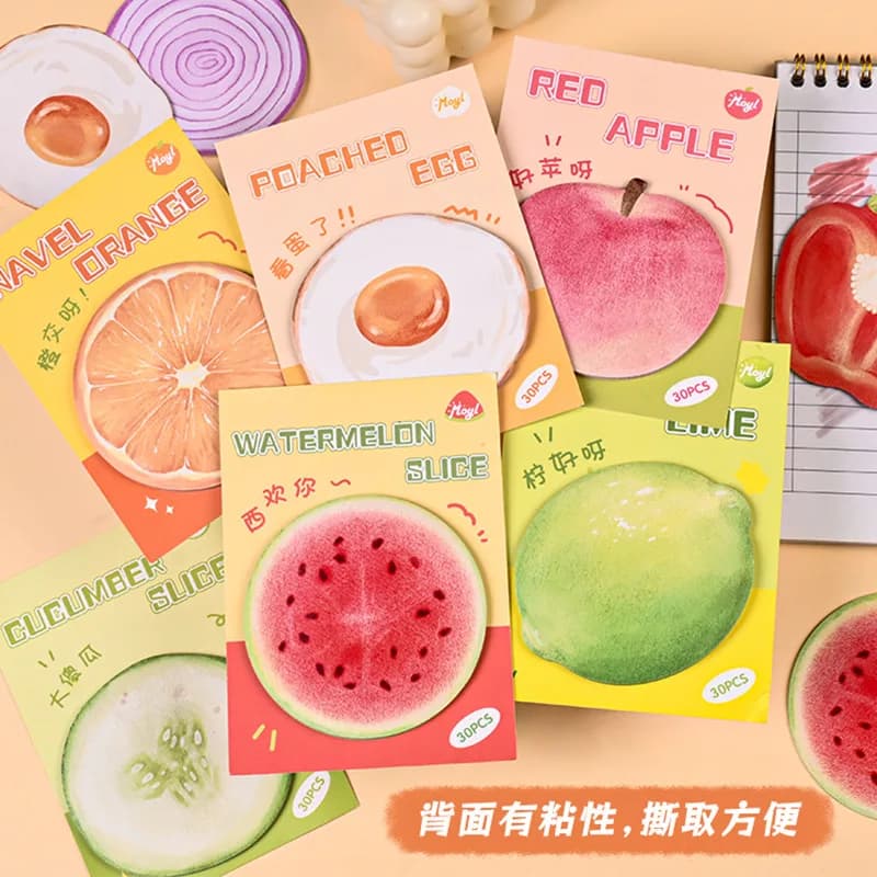 1/8 PCS Cute Kawaii Natural Fruits Sticky Note Memo Pad Office Planner Sticker Stationery School Supplies Decoration Adhesive