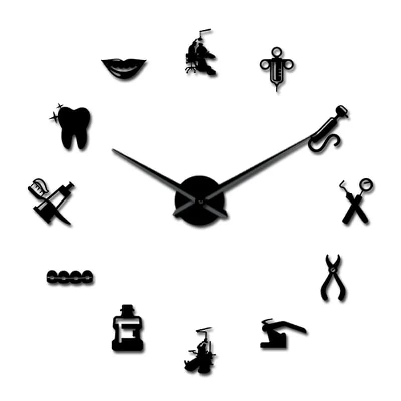 Dentista Orologio da parete gigante Grande ago Specchio Orologio artistico Clinica odontoiatrica Stomatologica Ospedale Ortodonzia Room Decor Orologio regalo