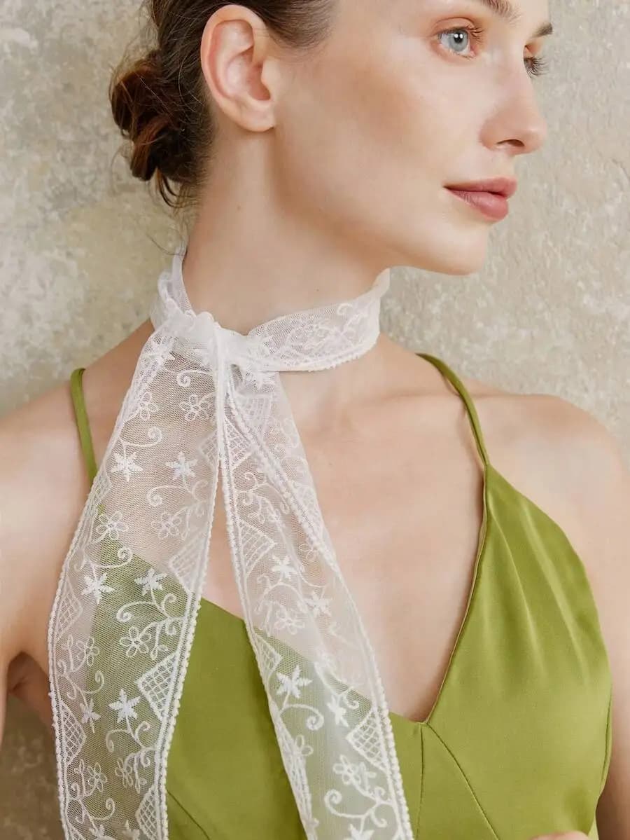 Elegant Floral Lace Scarf For Women, Versatile Neck Scarf Wristband Headband