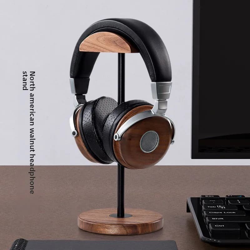supporto per cuffie da gioco Supporto per cuffie da tavolo Gancio per cuffie in metallo Supporto per supporto per cuffie in legno massello di noce universale