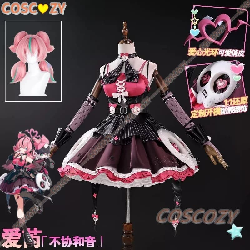 Costume Cosplay Aria di Zenless Zone Zero, Abito Dissonance Angels of Delusion, Set con Copricapo e Parrucca, Outfit Aria per Comic Con