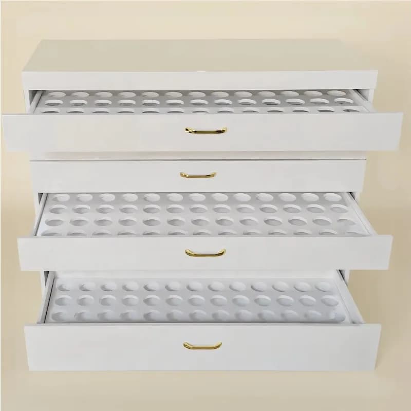 Espositore per mobili da salone in legno resistente con ripiano in filo metallico per polvere per immersione per nail art