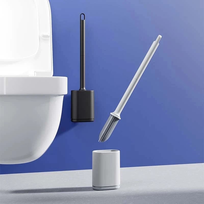 Spazzola per pulizia WC montata a parete con set di supporti Spazzola per pulizia in silicone per accessori per spazzole per pulizia scopino per WC da bagno