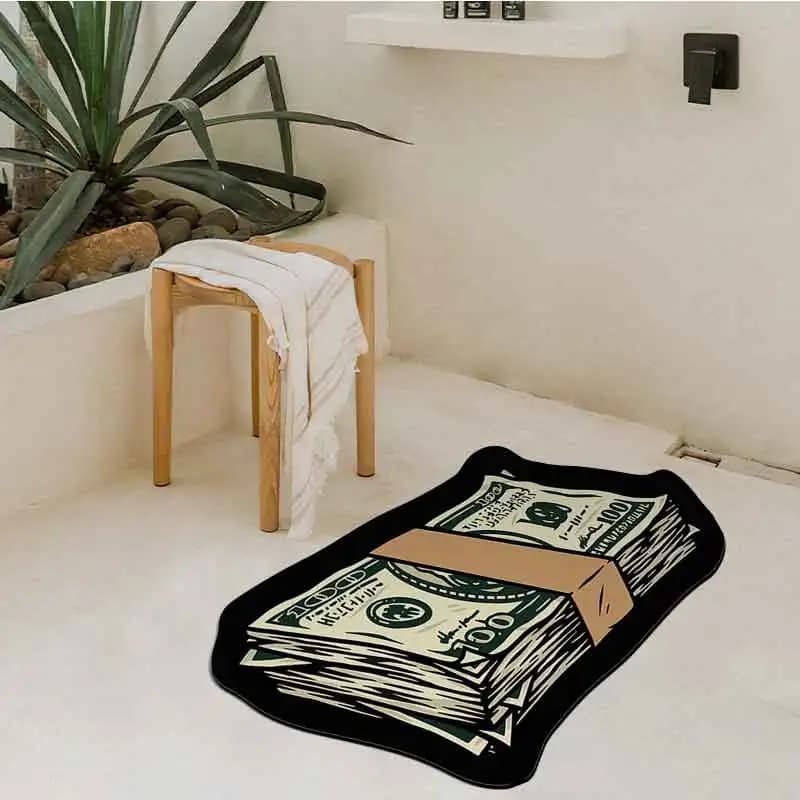 Divertente cartone animato Dollaro Tappeto in velluto di cristallo - Tappetino Rich Cash - Hall Camera da letto Divano Bagno Cucina Decorazione antiscivolo Articolo