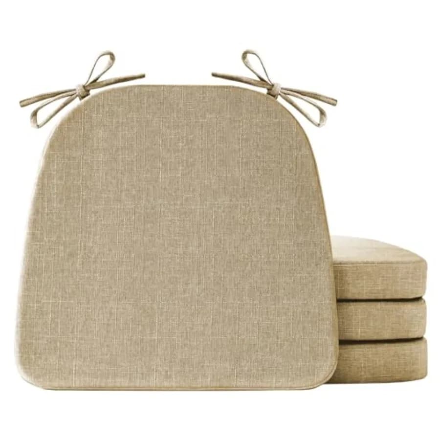 Cuscini per sedie da pranzo, set da 4, cuscini antiscivolo per sedie da cucina, 17" x 16" x 2", cuscini per sedie da pranzo da interno con lacci.