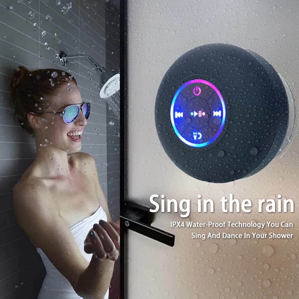 Altoparlante Bluetooth wireless portatile LED IPX4 Altoparlante impermeabile Bagno esterno Grande ventosa Mini cassa audio stereo