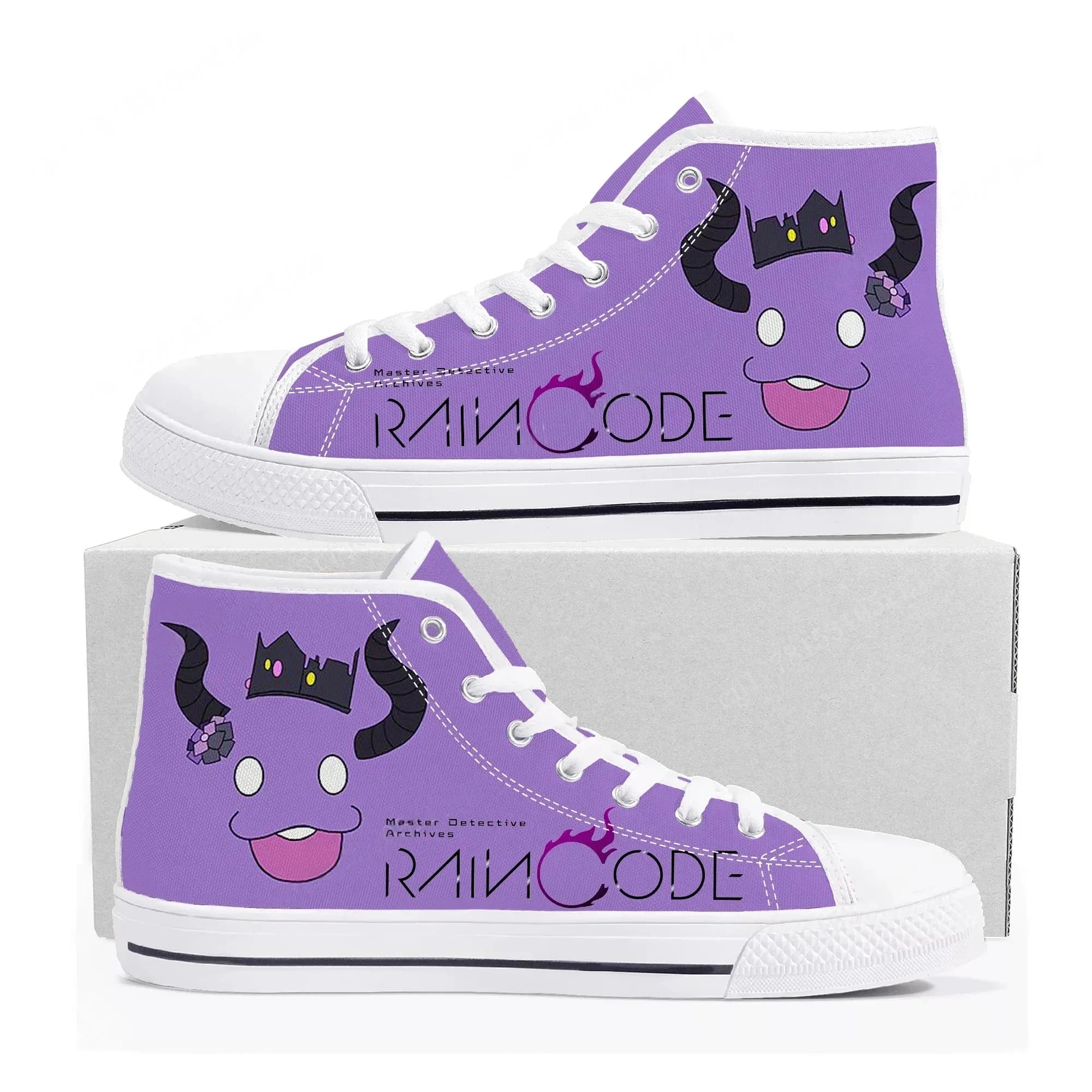 Master Detective Archives RAIN CODE High Top Sneakers Game Mens Womens High Quality Canvas Shoes Casual Tailor Made Sneaker