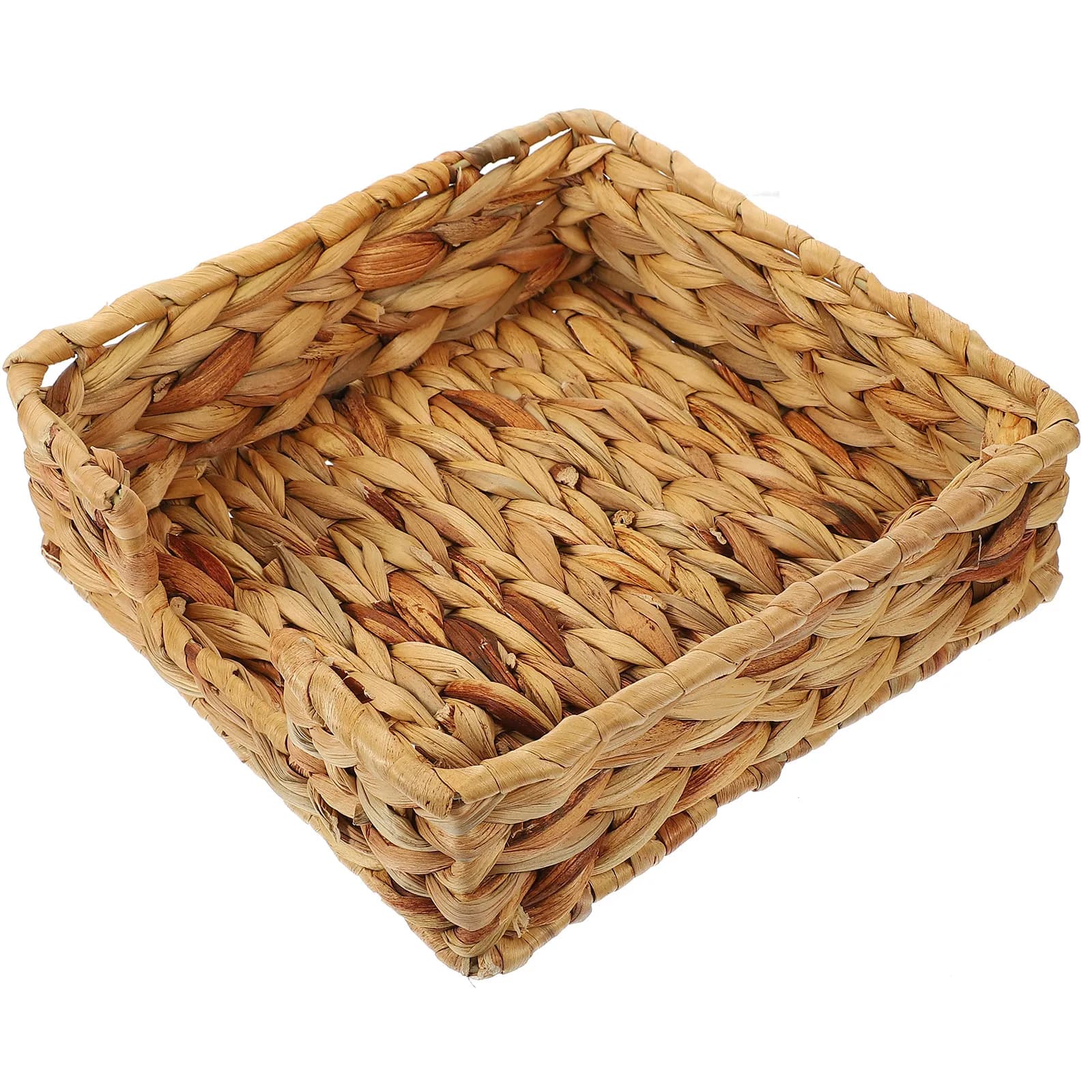 Cesto portaoggetti in paglia intrecciata, naturale, fatto a mano, rettangolare, decorativo, organizer da scrivania per frutta, fiori secchi, oggetti vari, fazzoletti