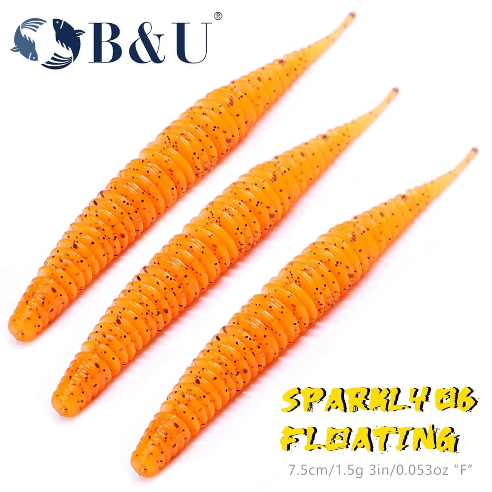 B&U Galleggiante Morbido Verme Richiamo di Pesca Bastone Coda Artificiale Loach Senko Swimbait Jig Wobbler Attrezzatura da Pesca