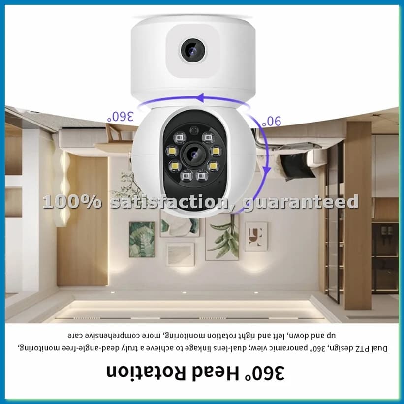 Telecamera IP WiFi 8MP a Doppia Lente, Monitor per Bambini con Visione Notturna a Colori, Tracciamento Automatico delle Persone, Video Smart Home-ABRM