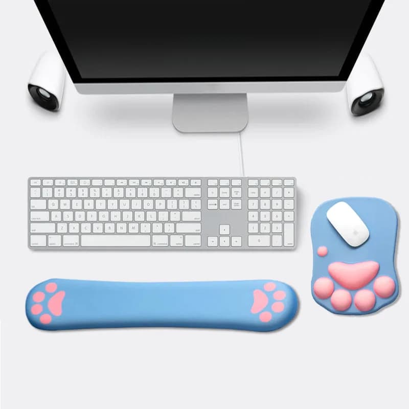Supporto per poggiapolsi per tappetino per mouse 3D Zampa di gatto Circle Coaster Tappetino per mouse da gioco Memory Foam in gel ergonomico per computer, laptop