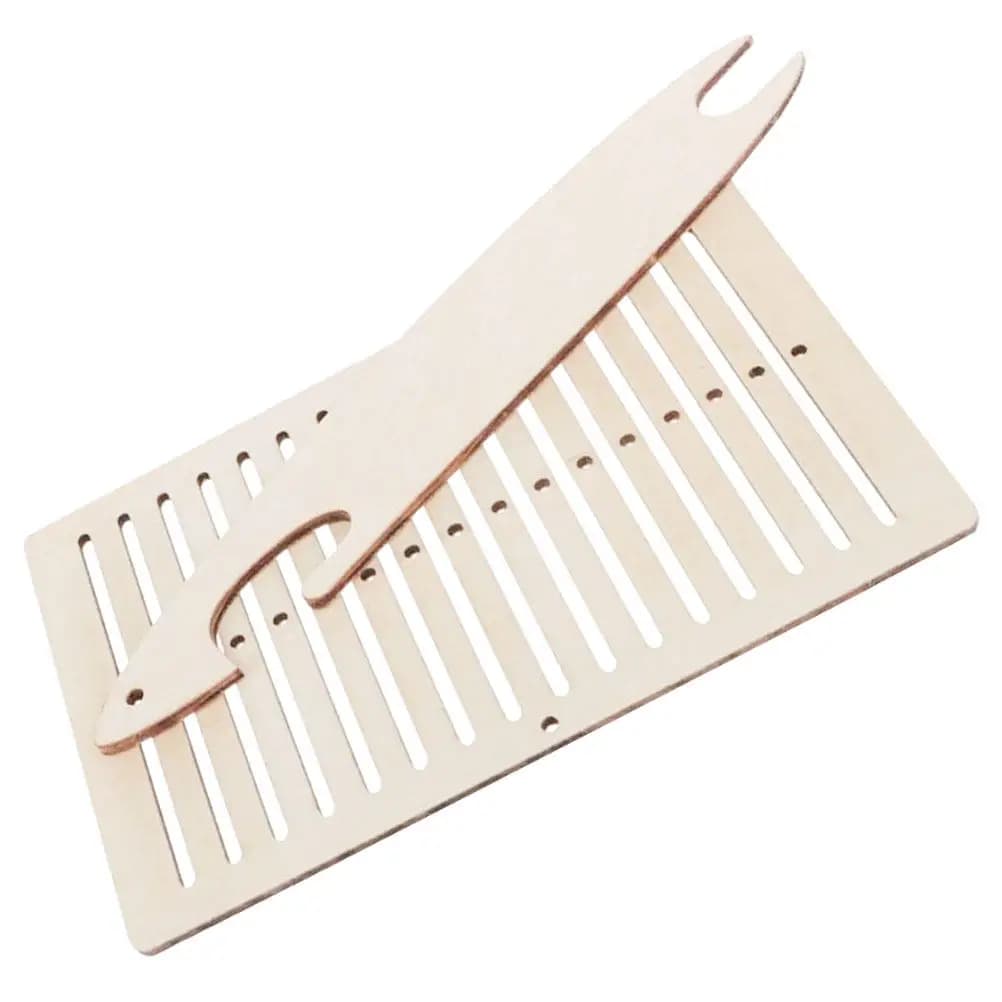 1Set Small Wood Hand Loom Weaving Loom Belt Strap for DIY Bracelet Bag Camera Strap Knitting Tool Beginner Set