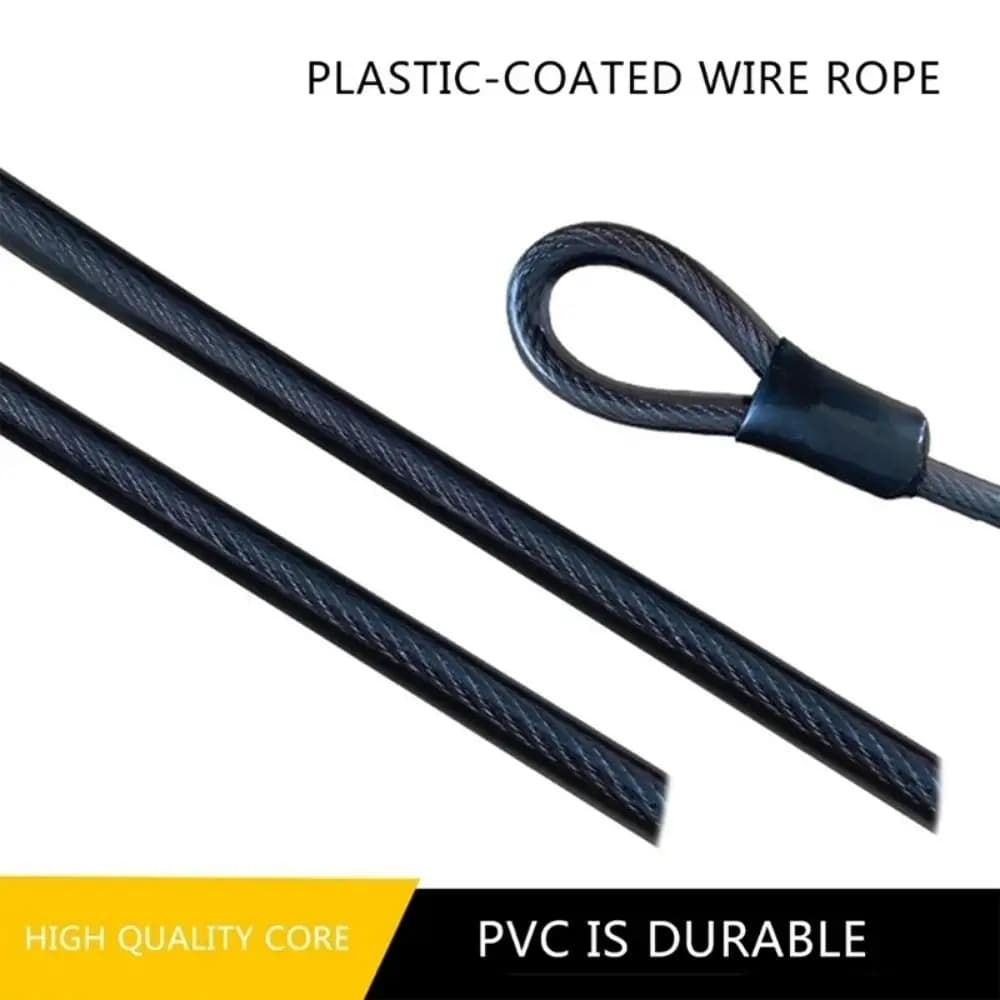 Anti-Theft Bike Lock Cable Folding Double Loops Cycling Strong Steel Cable Wear-resistant Waterproof Thick Security Chain