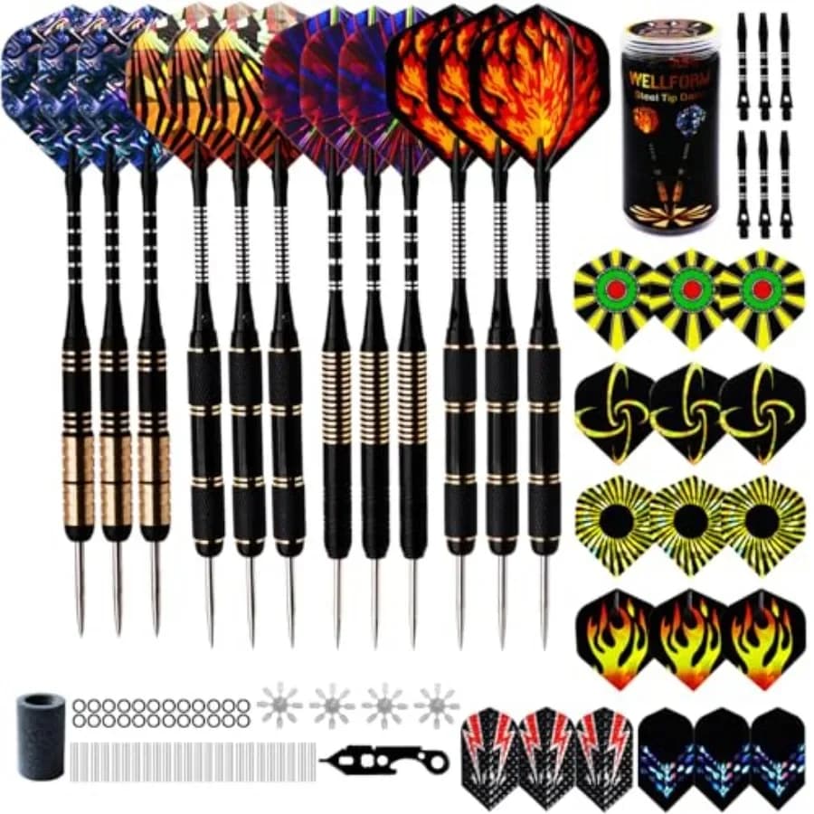 Set di freccette con punta in metallo, set di freccette con punta in acciaio da 22g e 28g, freccette professionali per freccette da tavolo con guida per freccette e custodia per freccette, in alluminio