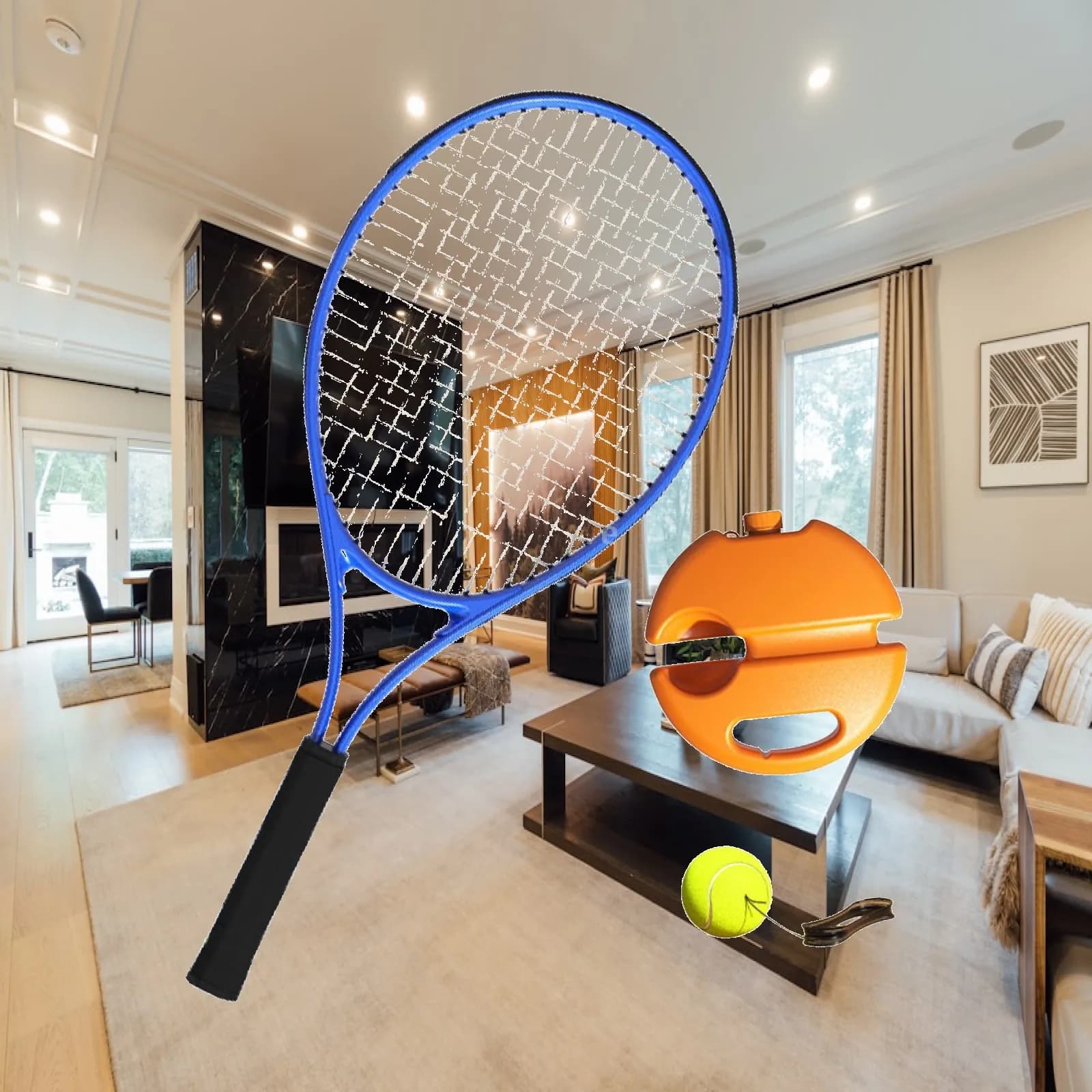 Tennis Training Equipment Racket Rebound Ball Self Practice Device for Skill Improvement Indoor Outdoor Backyard Park