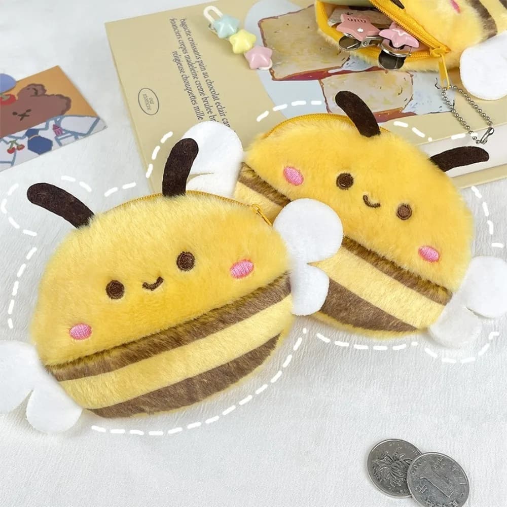 Fashion Cute Bee Coin Purse Animal Pendant Office Storage Bee Money Bag Mini Portable Cash Wallet