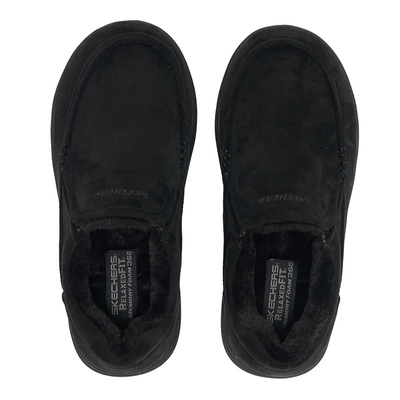 Skechers Men Fleece Lined Walking Shoes 66445‑BLK Slip On Warm Casual Comfort Non‑Slip Winter Loafers 2026 New