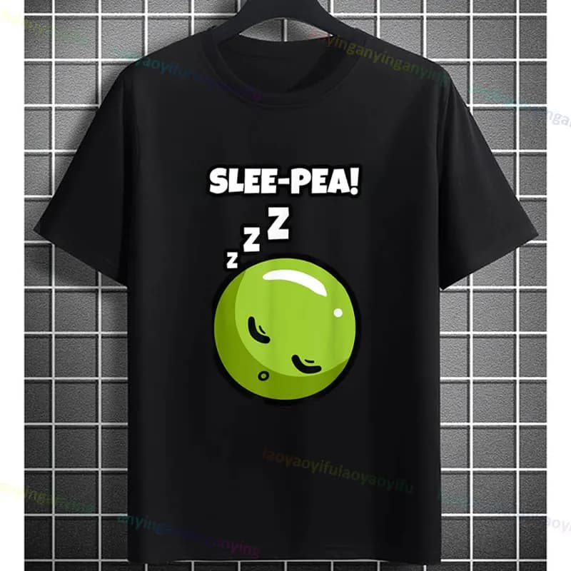 Divertente pisello vegetariano seme addormentato baccello pianta da fiore vegani T-shirt grafica 100% cotone a maniche corte maglietta casual nera