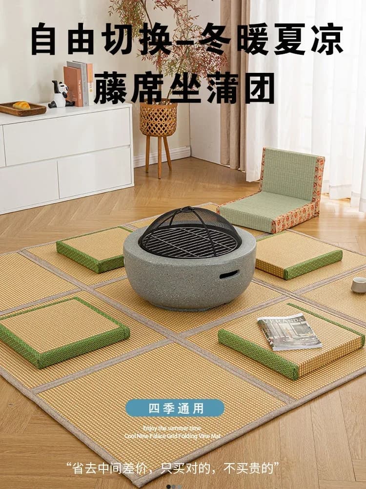 Household square seat cushion tatami floor coconut palm core seat cushion balcony bay window meditation mat worship Buddha kneel