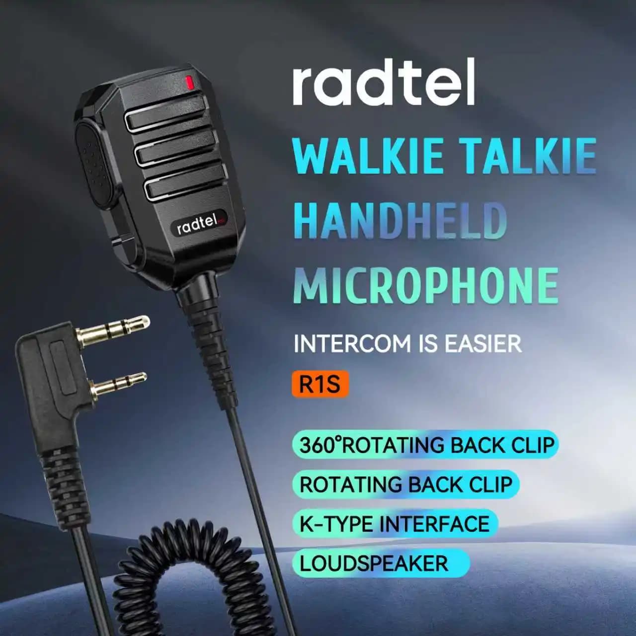 Radte R1S speaker microphone with 360 ° Speaker with rotating belt clip for Radtel RT-4D RT-493 RT-860 RT-900 RT-910 RT-910B