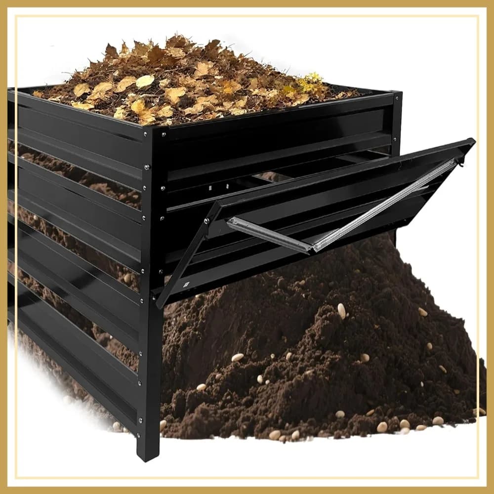 Compostiera in Rete Metallica da 285 Galloni, 41x41x39.4 Pollici, Rivestimento Antiruggine per Rifiuti da Giardino, Foglie e Scarti di Cucina