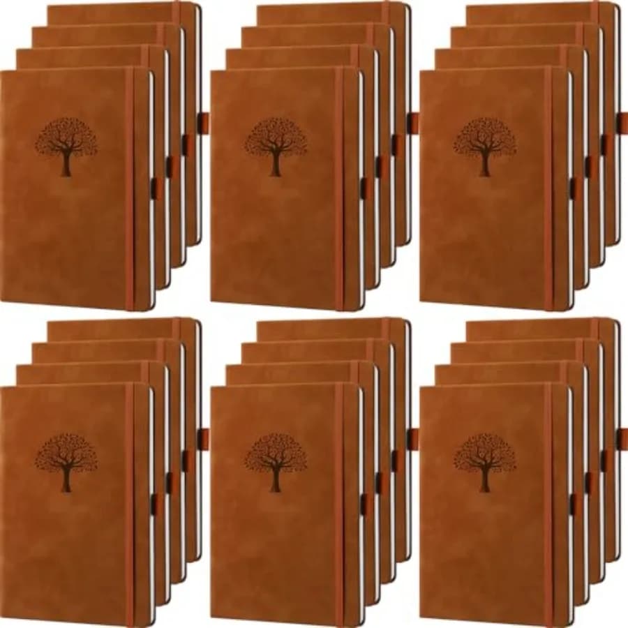 24 Pack Leather Notebook Journals Bulk 5.7" x 8.3" Harder Cover A5 Journals for Writing Men Women Leather Travel Notebooks Dail