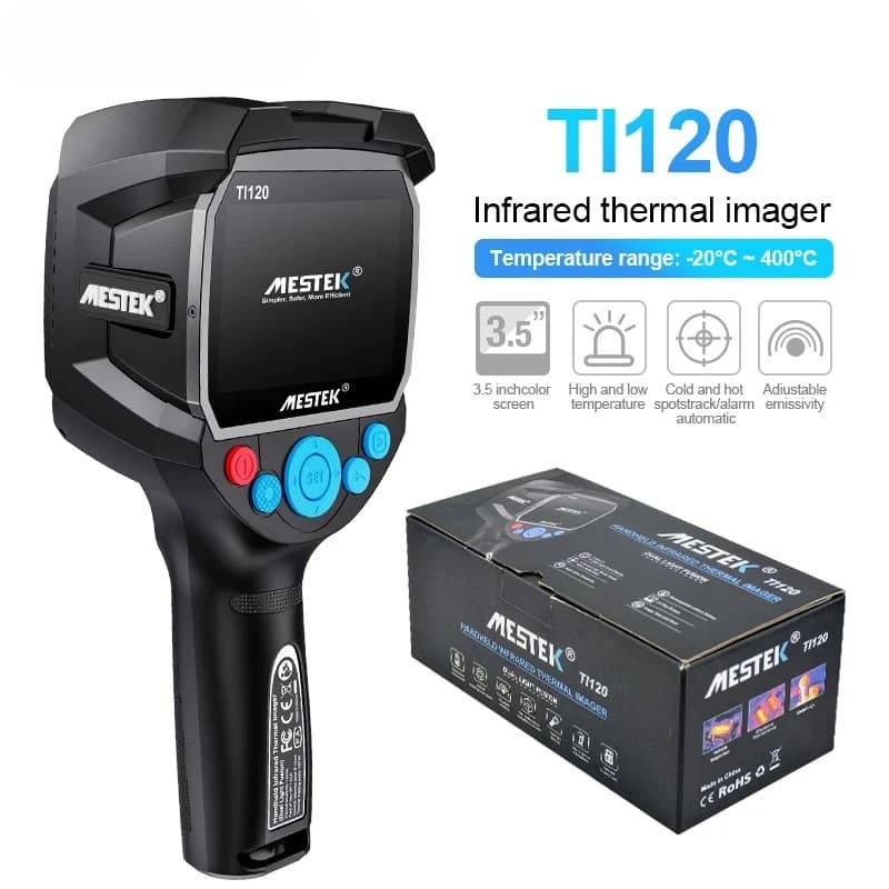 Termocamera Mestek -20~400°C con Display a Colori, Doppia Immagine Infrarossi e Luce Visibile, Tracciamento Automatico, Termometro USB con Allarme