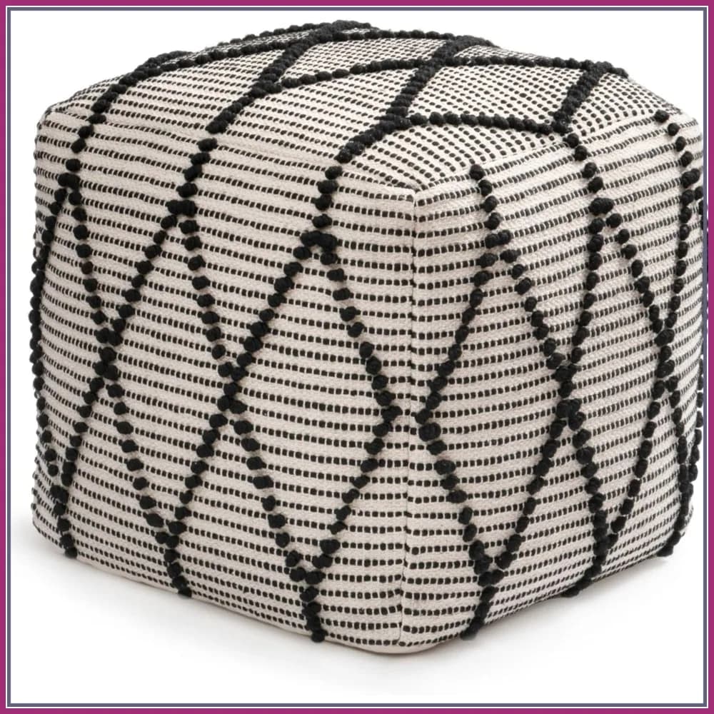 Pouf Ottoman Fatto a Mano, Poggiapiedi Comodo per Arredamento Soggiorno, Sgabello Decorativo Nero/Bianco