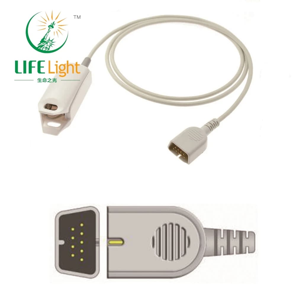 Compatible with Nihon Kohden DB9 Monitor Reuse Round Spo2 Sensor Blood Oxygen Connector, Spo2 Sensor Cable for Pulsossimeter