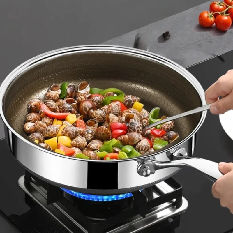 316 Stainless Steel Titanium Honeycomb Pan Uncoated Non-stick Frying Pan Universal Gas Induction Cooker