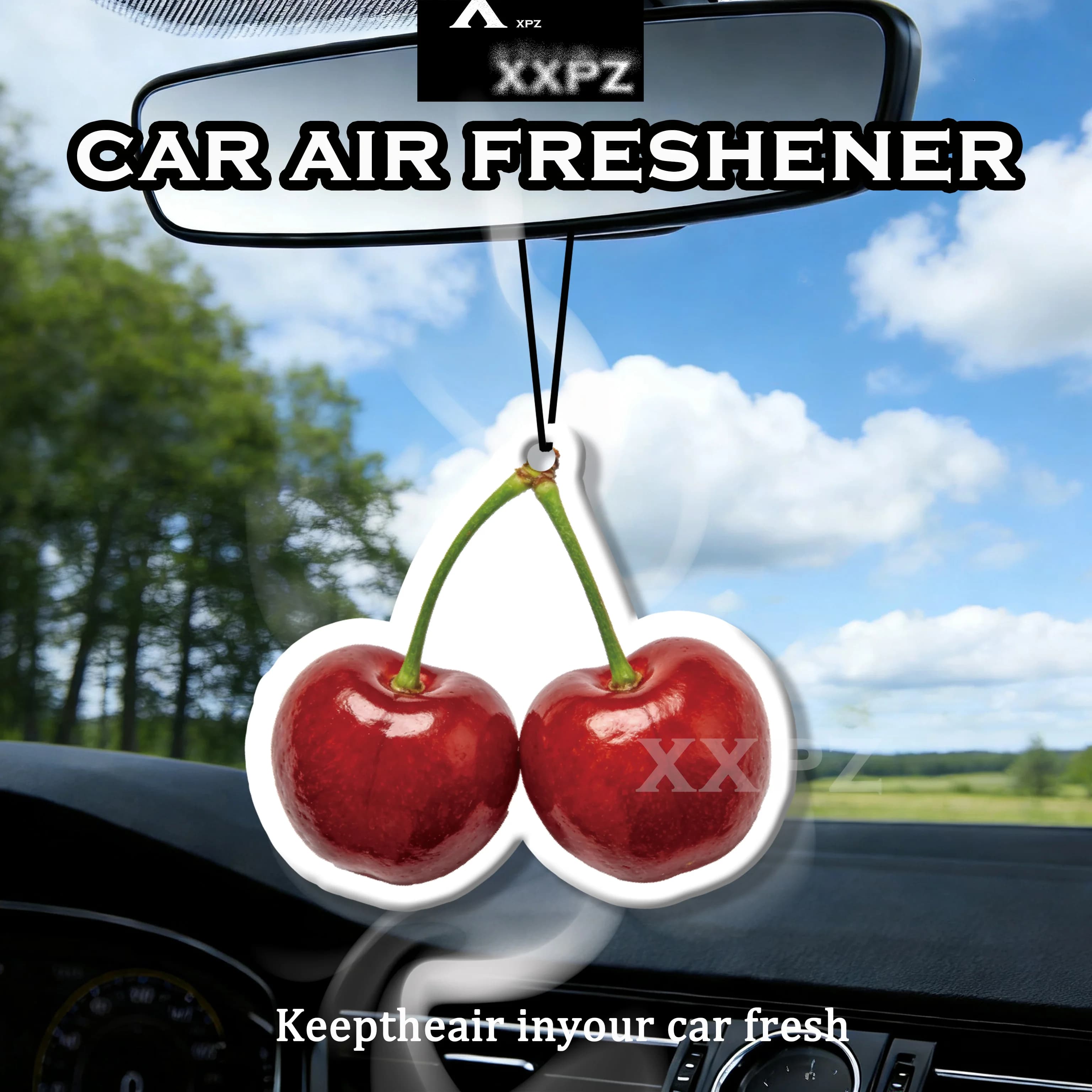 1/3 Pezzi Deodorante per Auto a Forma di Ciliegia, Accessori Auto, Profumo di Frutta Fresca, Aroma Dolce di Ciliegia, Regalo per Amici