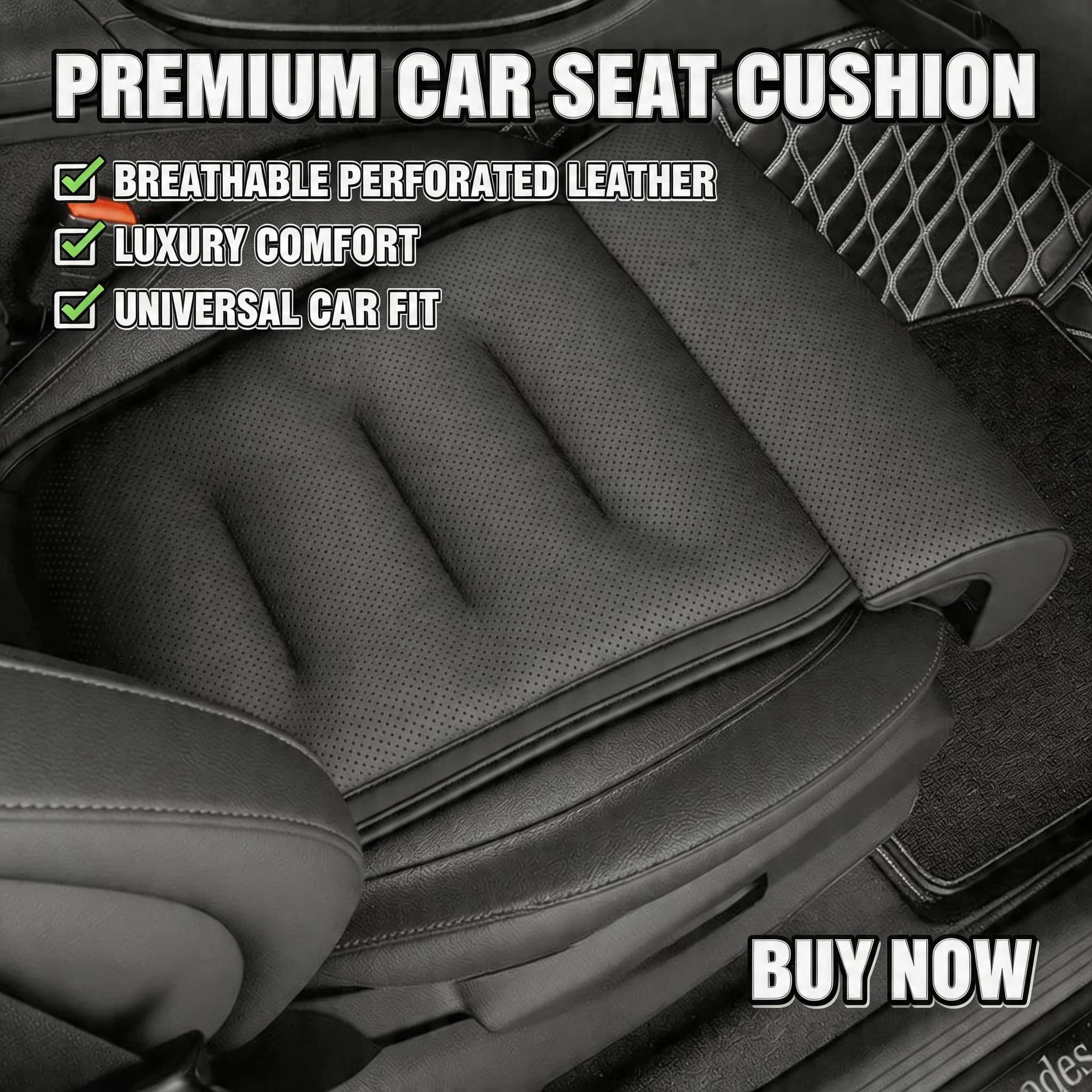 Cuscino Ergonomico Antifatica per Sedile Auto con Nuovo Rivestimento in Pelle Scamosciata, Supporto per Gambe in Memory Foam, Antiscivolo, Regolabile, Estensore Sedile con Imbottitura Spessa