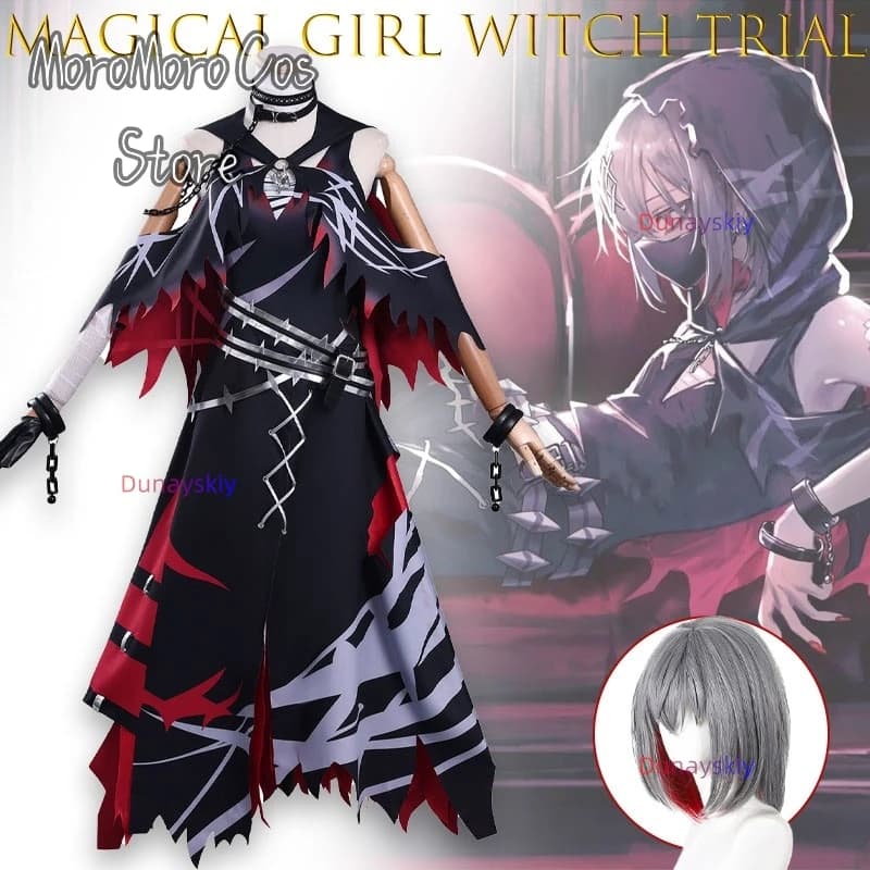 ‌ Costume Cosplay Magica Ragazza Strega Shitou Arisa, Abito Senza Maniche con Bacchetta, Outfit Anime e Videogiochi per Halloween, Comic Con, Feste ‌ ‌ ‌