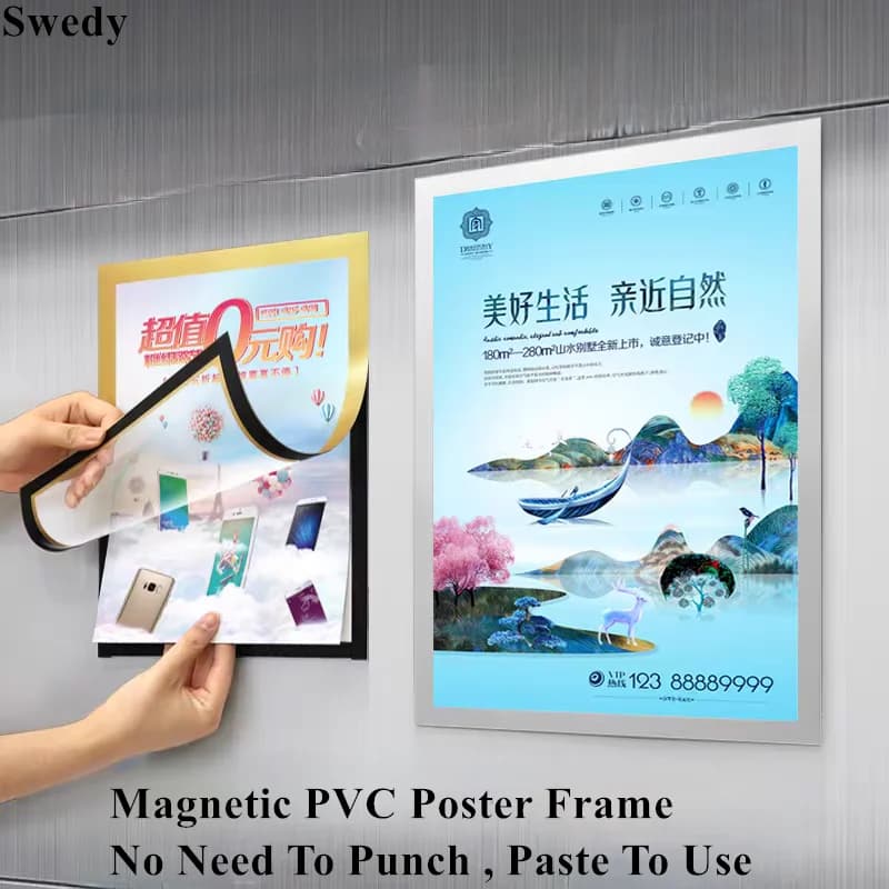 5 pezzi A6 105x148mm Porta cartello magnetico per documenti Cornice in PVC Menu autoadesivo Etichetta prezzo Immagine Poster Cornici per esposizione