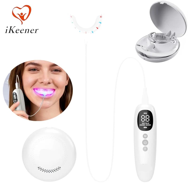Acceleratore per Sbiancamento Dentale 18pz 630nm 450nm Terapia a Doppia Luce Rossa e Blu con Timer Ricaricabile Kit per la Cura e la Riparazione delle Gengive