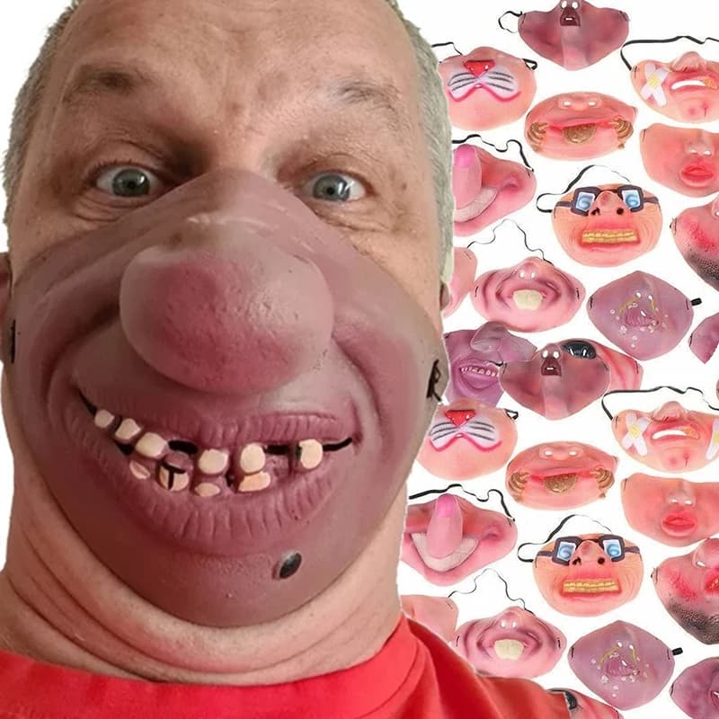 Maschere mezza faccia in lattice maschera da Clown per adulti maschere spaventose maschera facciale con fascia elastica divertente divertente puntelli Cosplay per feste di Halloween