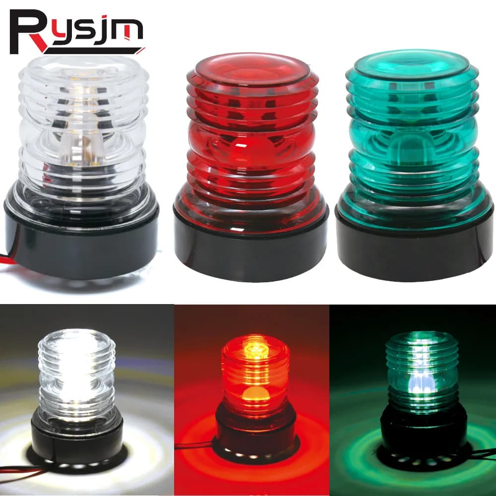 12V Waterproof LED Navigation Light Sea Boat Anchor Light 360 Degree All Round Red Green White LED Boat Light 1PC