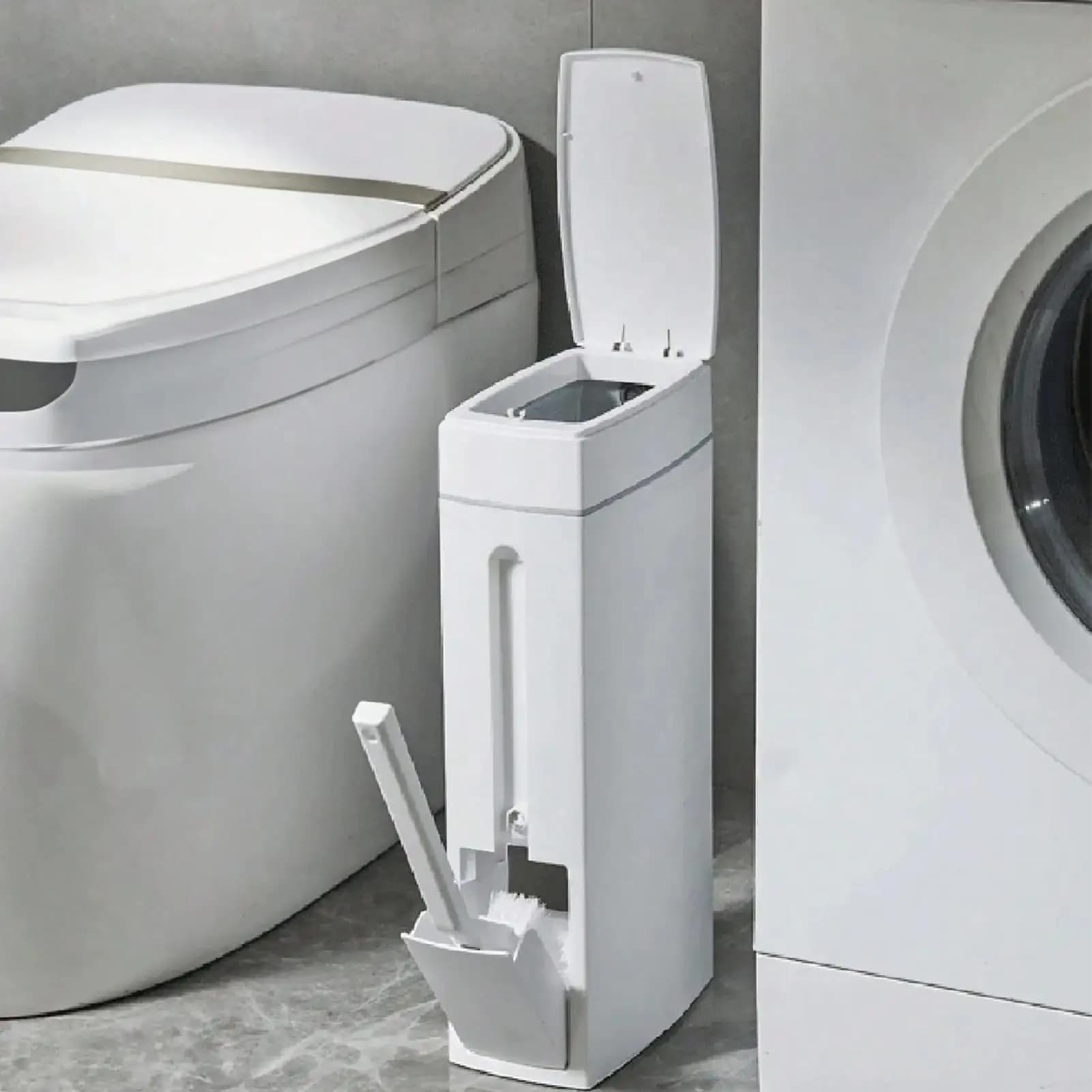 Bathroom Trash Can Bathroom Trash Can Toilet Brush Combo Save Space Small Trash Can Lid convenient Narrow Garbage Can