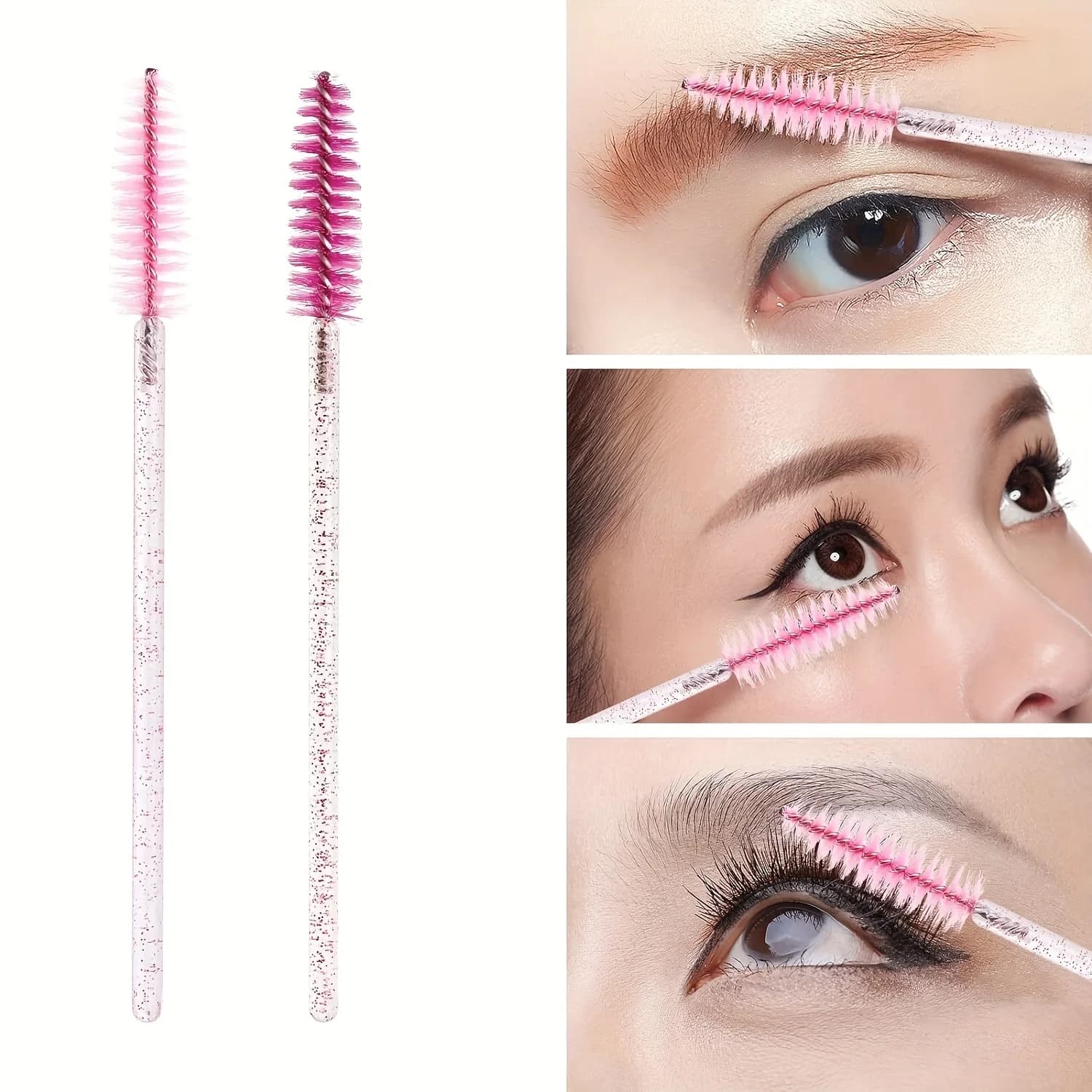 50 Brushes for Eyelashes with Crystal Handle - Vaulters for Mascara, Extension, Eyebrow and Hair | Reusable makeup and suitable for travel