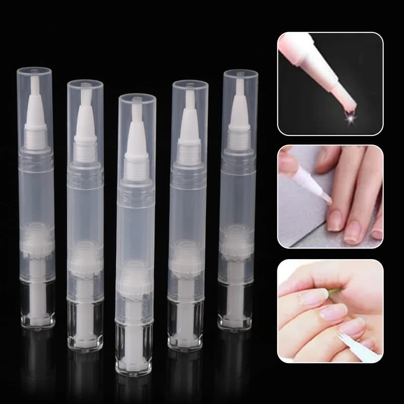 5/10 pz. Penna Olio Unghie da 5 ml, Vuota e Ricaricabile, con Punta a Pennello per Olio Cuticole e Liquido Crescita Ciglia