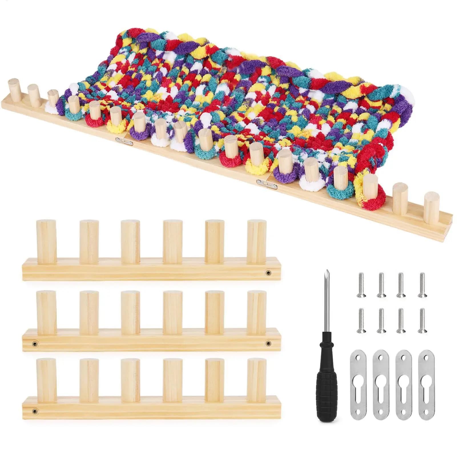 Chunky Blanket Loom Kit Wooden Weaving Loom DIY Craft Tool Large Yarn Knitting Machine for Beginners Adults Kids Handmade