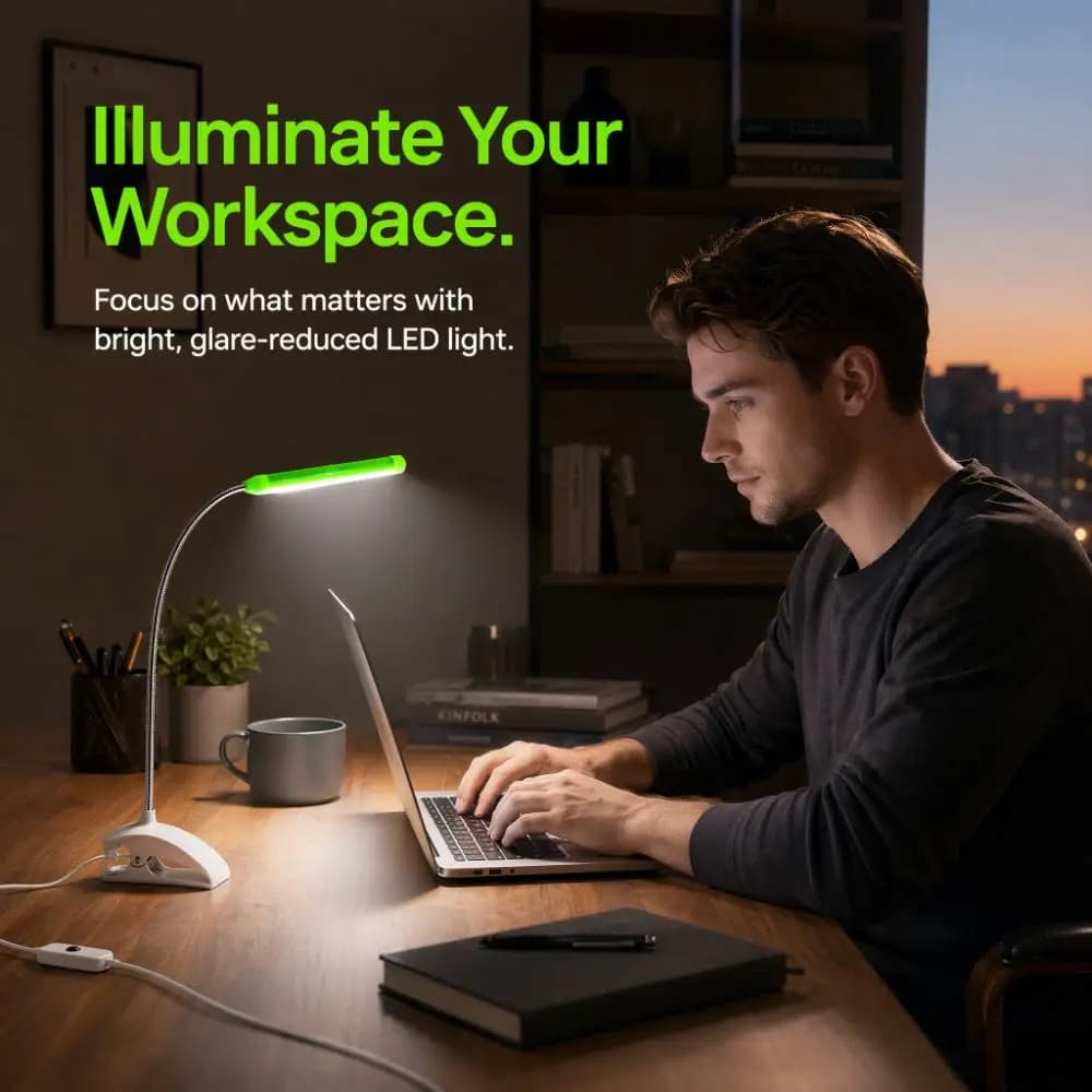 Lampada LED a Clip per la Cura degli Occhi, Luce Bianca Regolabile, Tubo Metallico Flessibile a 360° ° Lampada da lettura a irraggiamento luminoso