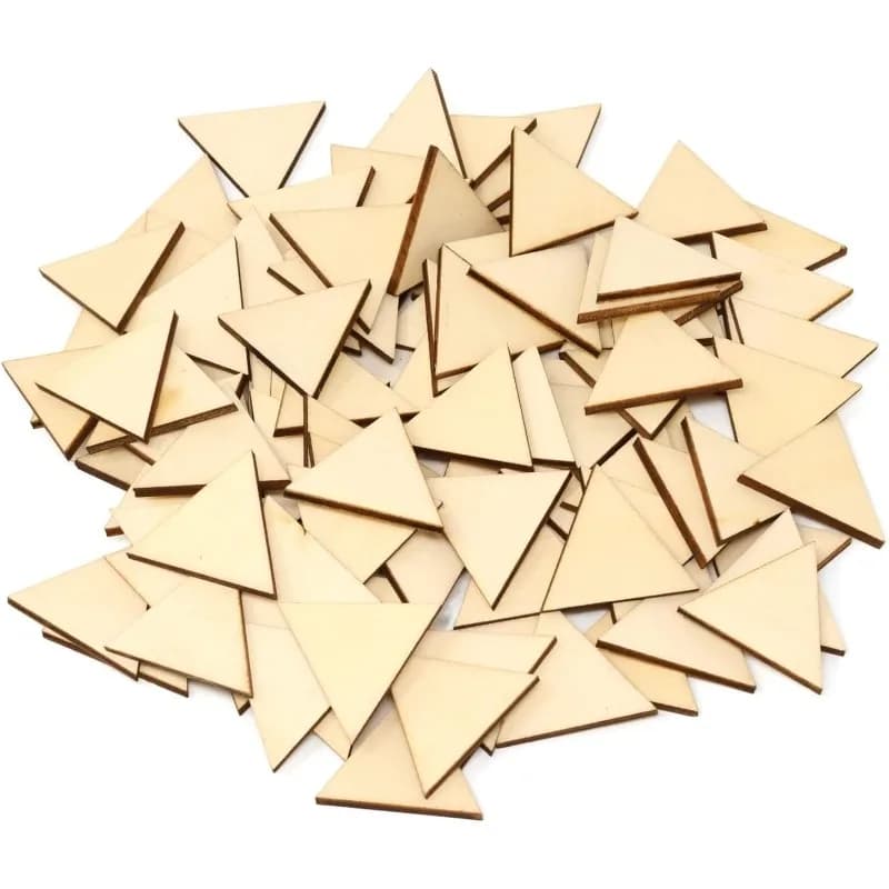 50 pezzi triangolari in legno bianco non finito fette di legno chip abbellimenti per artigianato fai da te, decorazioni per la casa, giochi da tavolo
