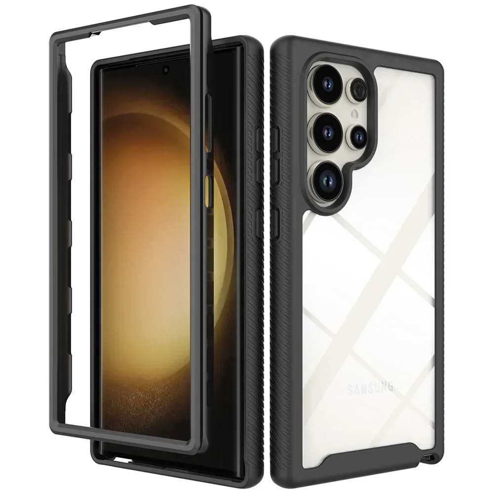 Custodia antiurto per armatura robusta 2 in 1 per Samsung Galaxy S25 Ultra S24 FE S23 S22 Plus Cover posteriore trasparente con telaio in plastica TPU