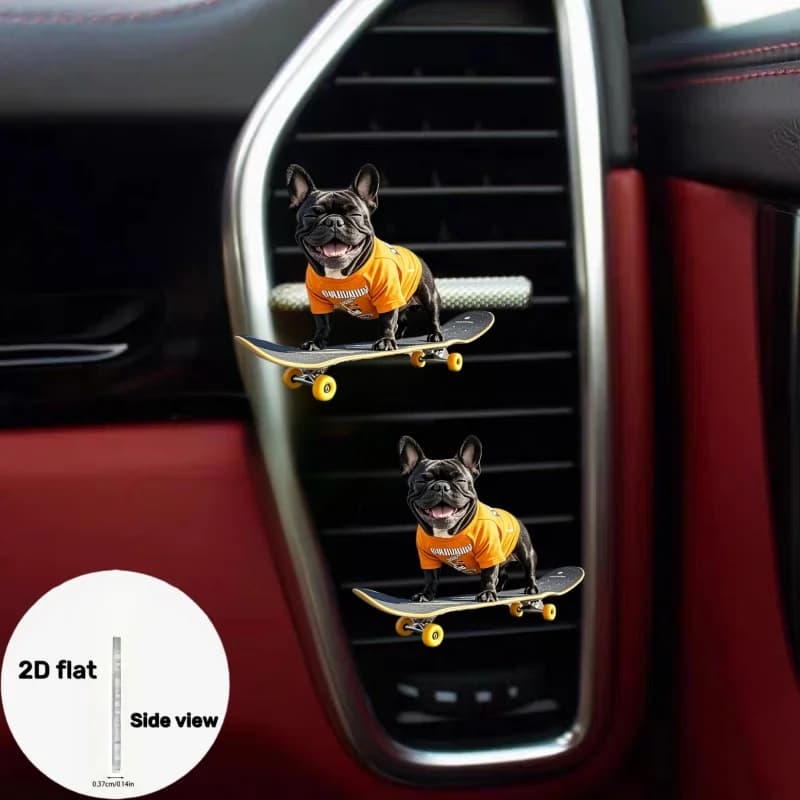French Bulldog 2D Car Air Grip Decoration Clip Interior Vehicle Acrylic Deodorant Autocar Interior Parts Kawaii