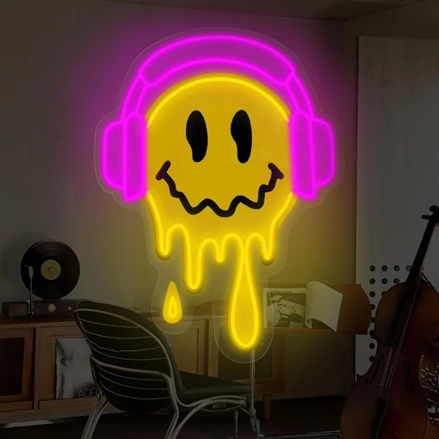 Insegna al Neon con Faccina Sorridente, Luce da Parete USB, Illuminazione LED per Cameretta Bambini, Bar, Matrimoni, Feste, Decorazione Camera da Letto, Regalo Personalizzato