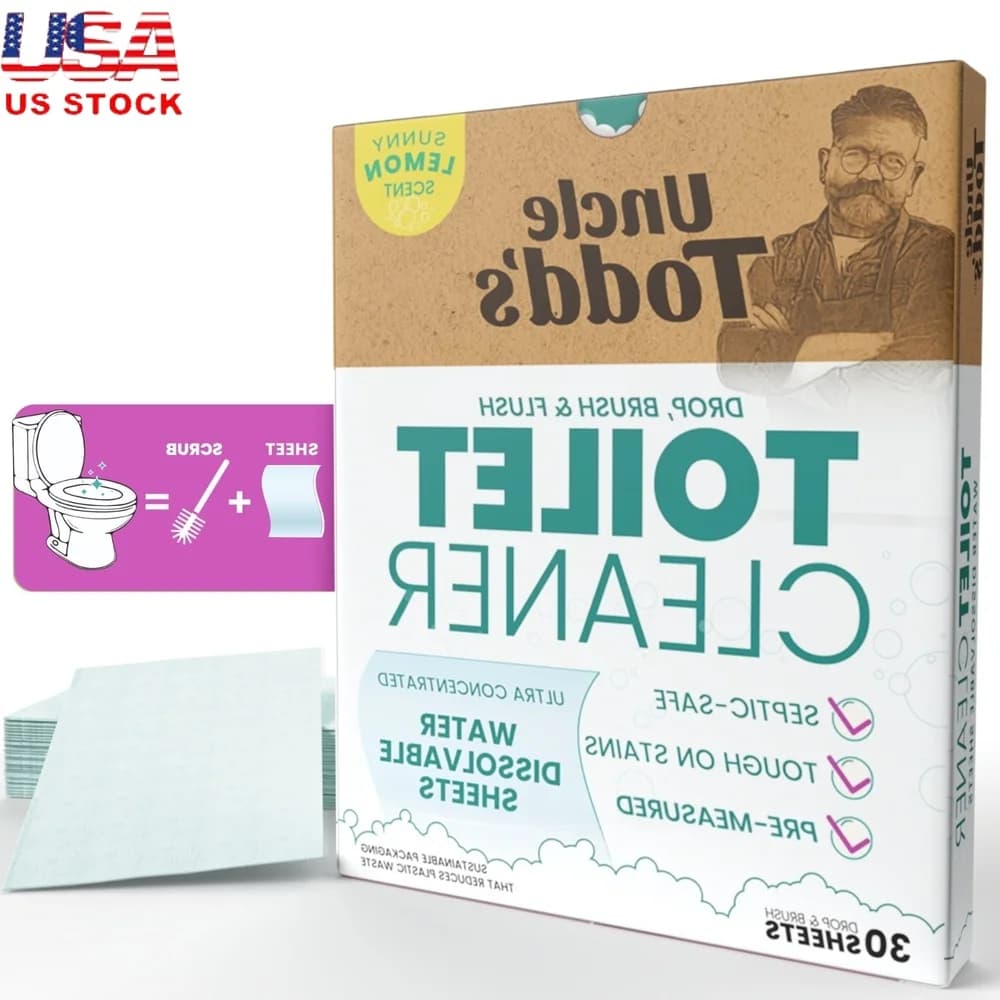 Detergente per WC profumato al limone, fogli sollevabili, confezione ecologica senza plastica, 30 spazzole setteche ultra concentrate