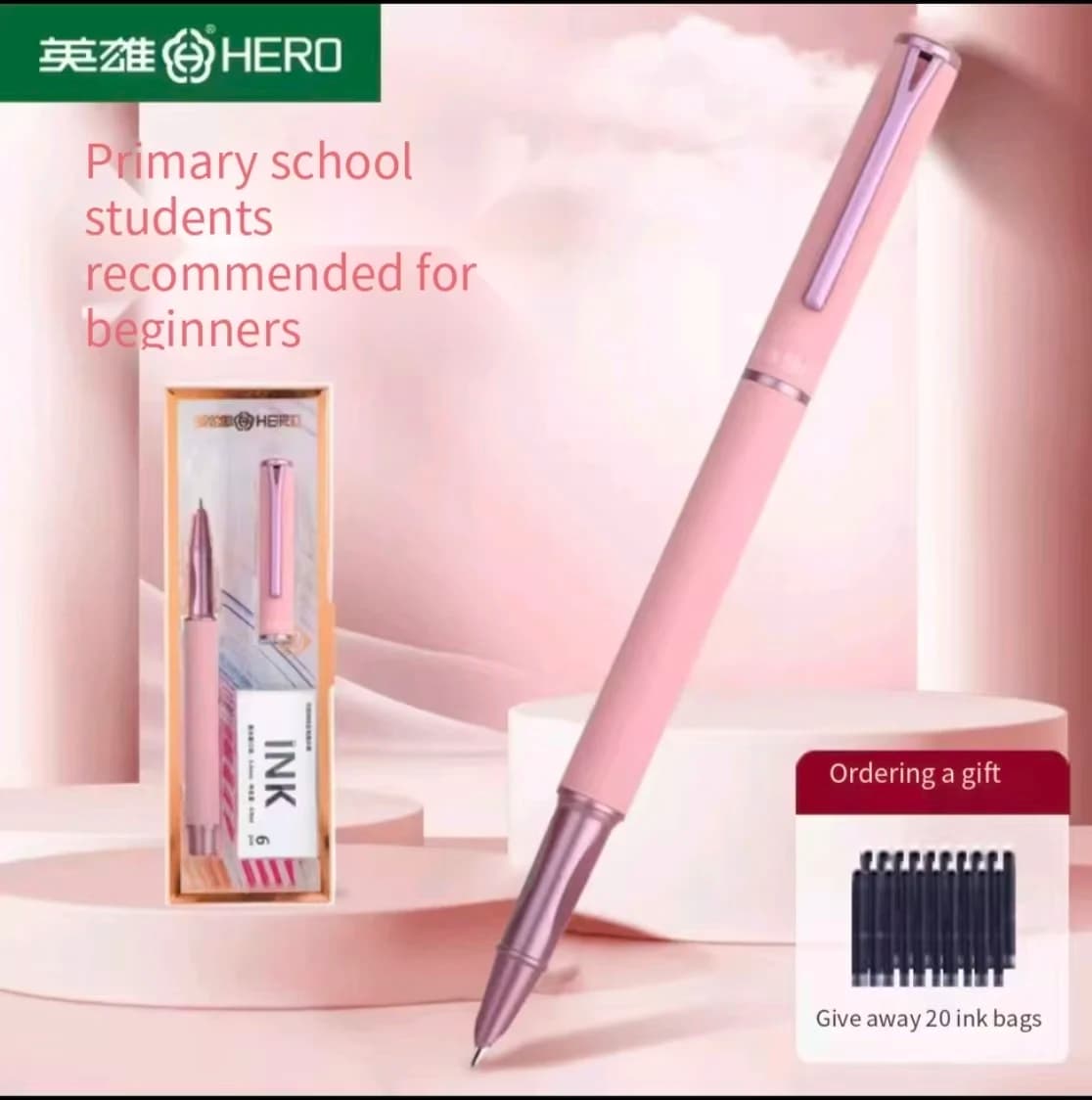 New Hero P301 Fountain Pen Ergonomic Correct Writing Posture For Primary Students Calligraphy Practice Replaceable