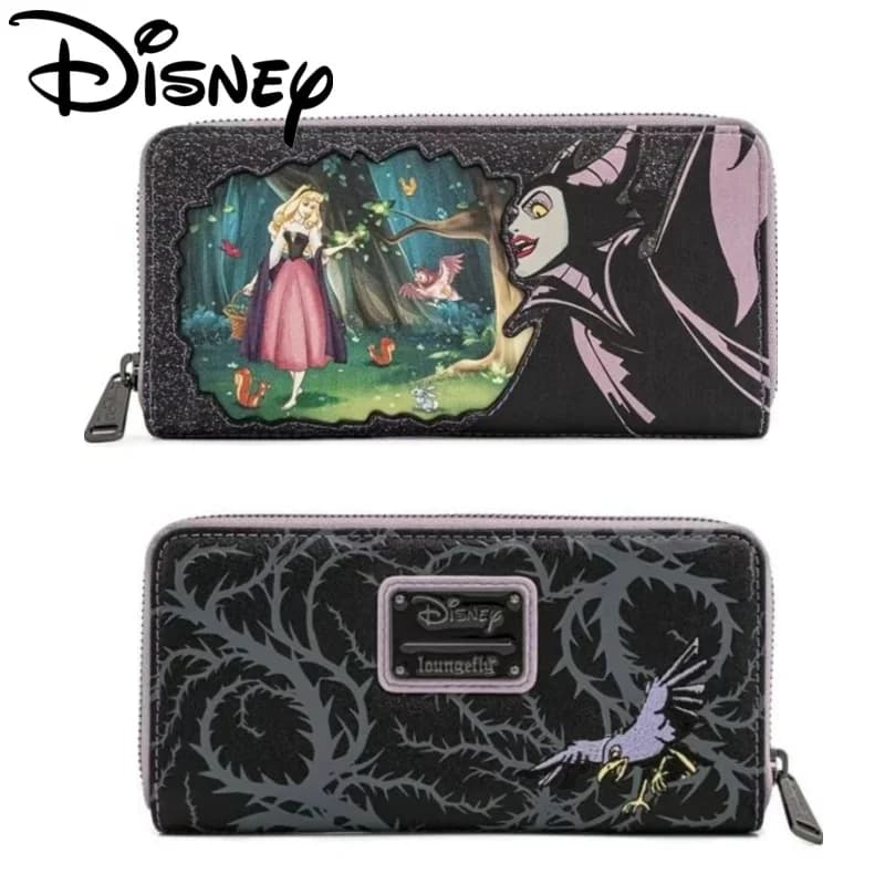 New wallet Loungefly Villain Scene La Bella Addormentata Small cute wallet in leather Short credit card bag with anime design gifts