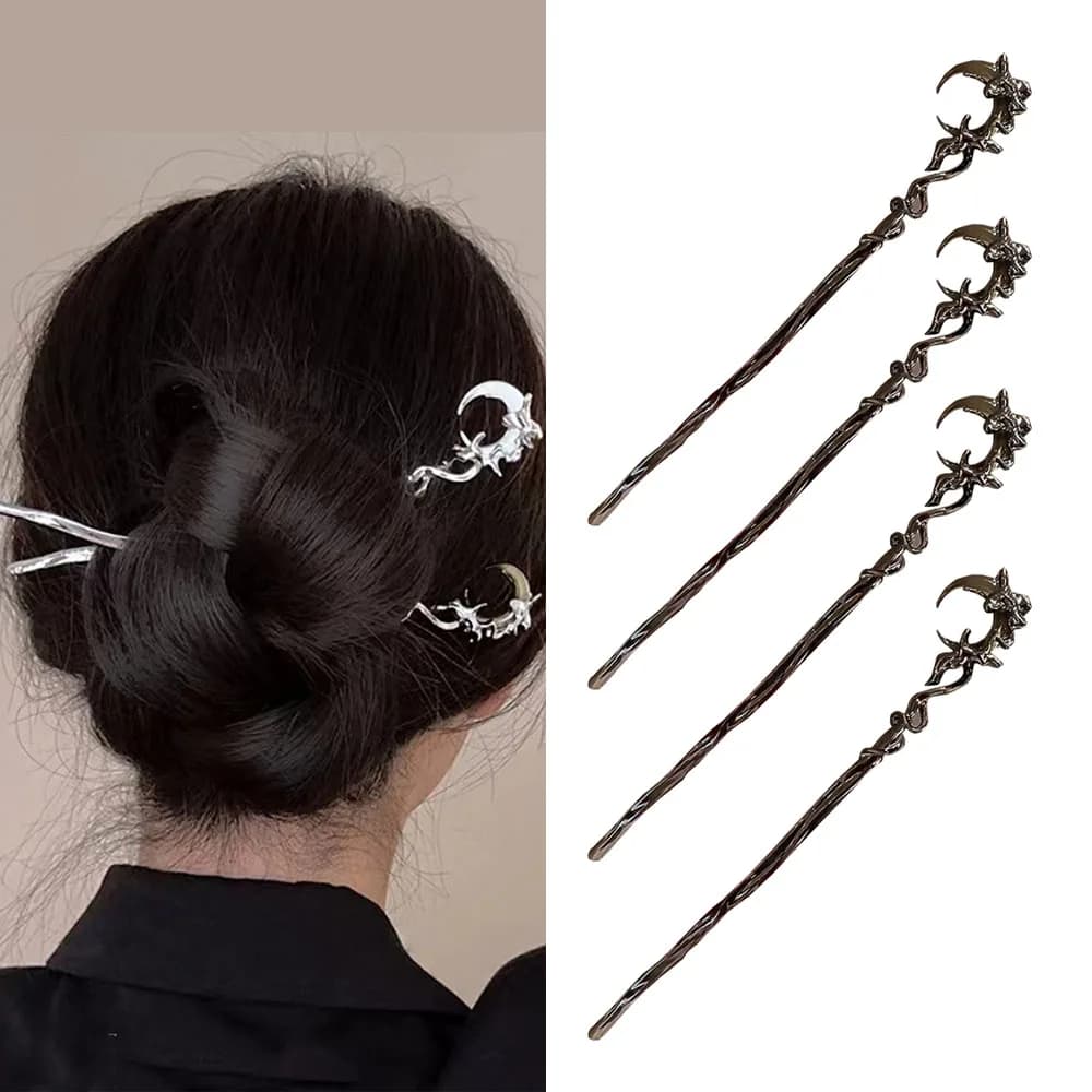 New accessories for Chinese hair Vintage hair clips for moon stone Nappa Metal fork Hair sticks Bacchette Hair accessories New 2025